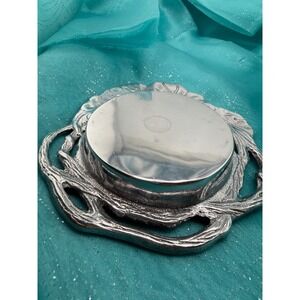 Arthur Court 1992 Grapevine Aluminum Wine Bottle Coaster Silver Tone Barware
